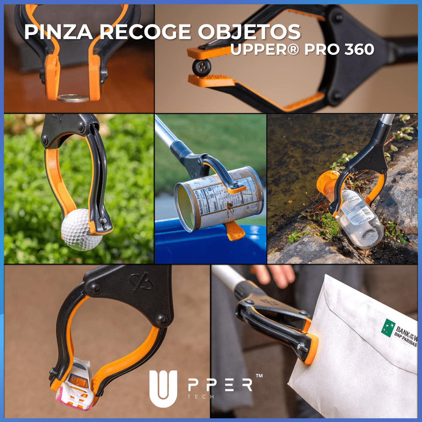 Pinza Recoge Objetos UPPER® PRO 360° — Aluminio Premium, plegable y pinza antideslizante - NUEVA VERSIÓN 2025