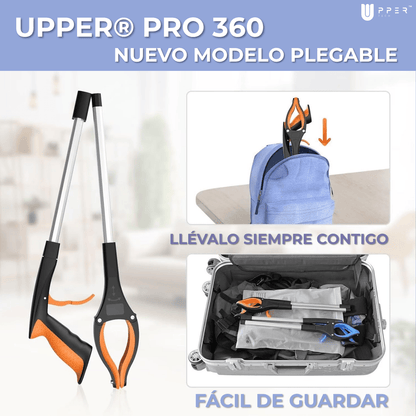Pinza Recoge Objetos UPPER® PRO 360° — Aluminio Premium, plegable y pinza antideslizante - NUEVA VERSIÓN 2025