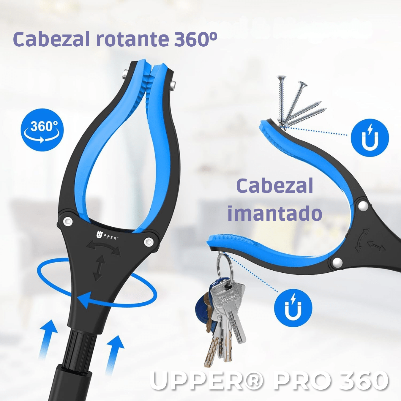 Pinza Recoge Objetos UPPER® PRO 360° — Aluminio Premium, plegable y pinza antideslizante - NUEVA VERSIÓN 2025